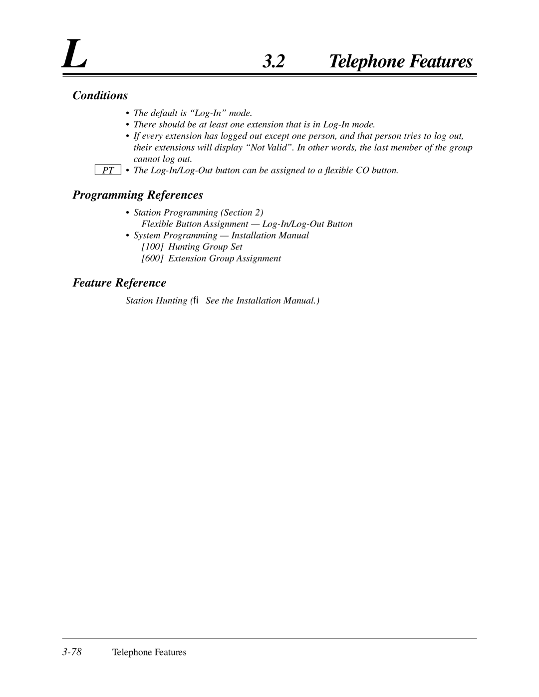 Panasonic KX-TA624 user manual Feature Reference, 78Telephone Features 