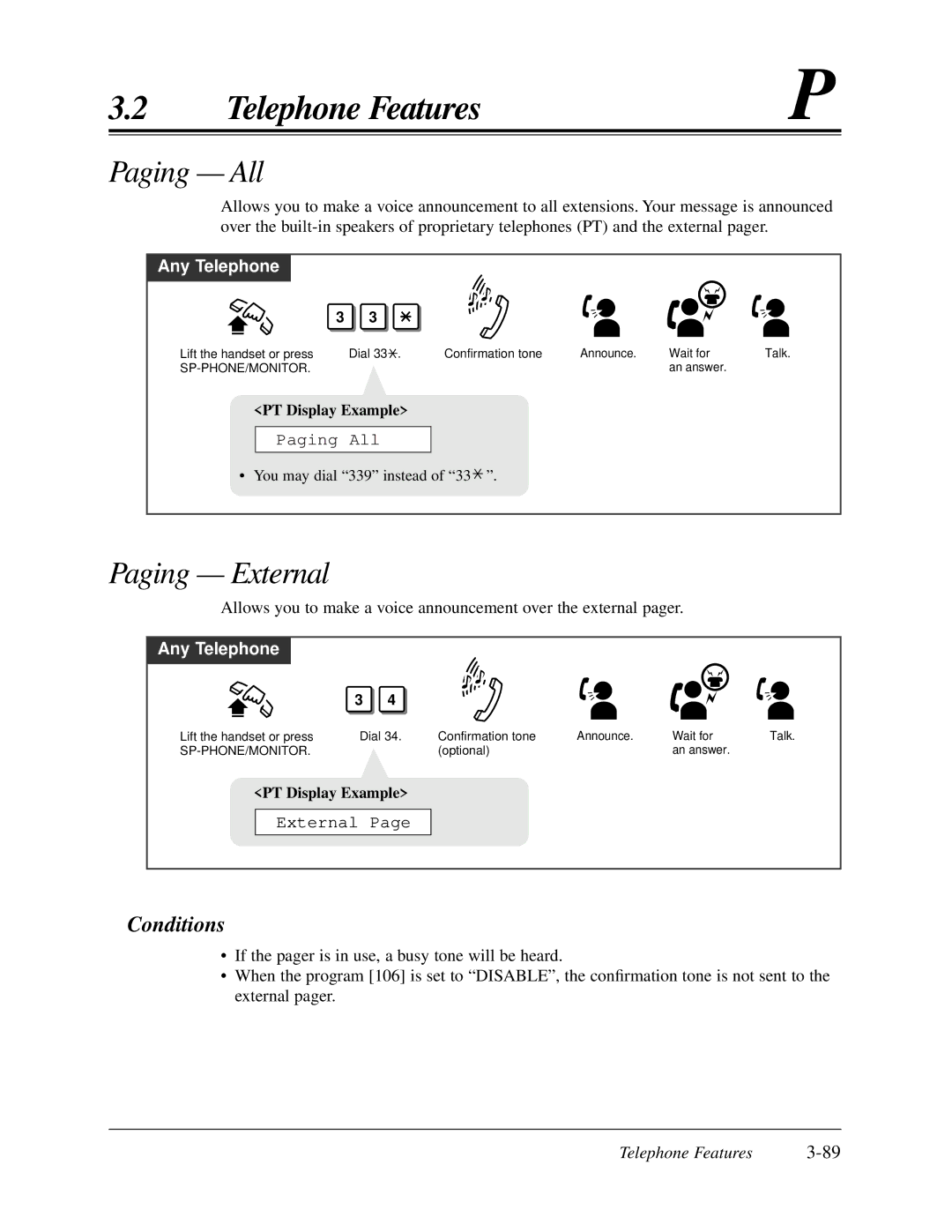 Panasonic KX-TA624 user manual Paging All, Paging External 