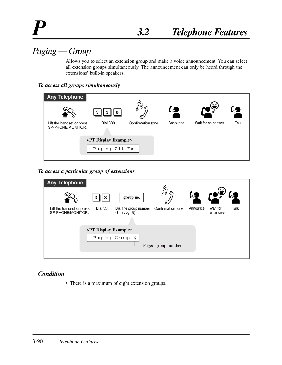 Panasonic KX-TA624 Paging Group, To access all groups simultaneously, To access a particular group of extensions 