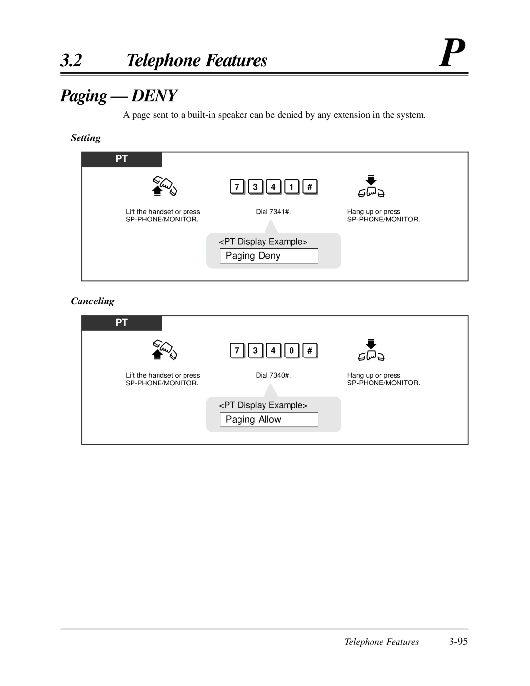 Panasonic KX-TA624 user manual Paging Deny, Paging Allow 