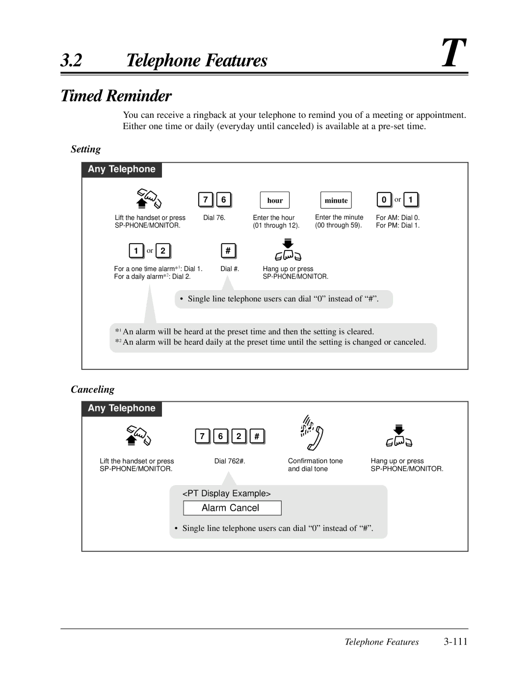 Panasonic KX-TA624 user manual Timed Reminder, Alarm Cancel 