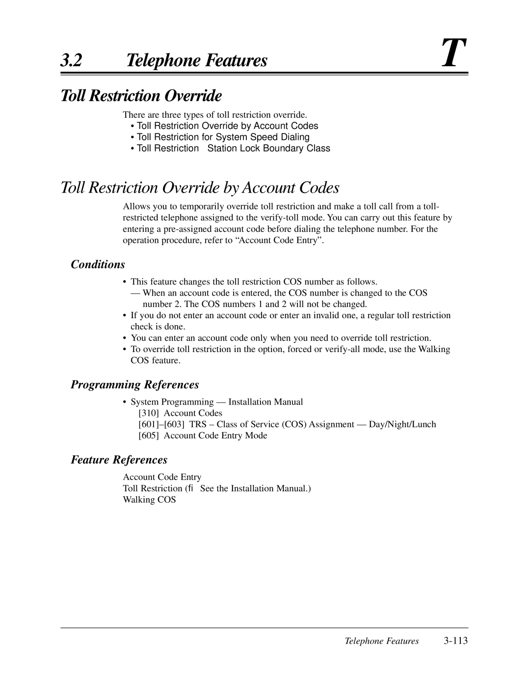 Panasonic KX-TA624 user manual Toll Restriction Override by Account Codes 