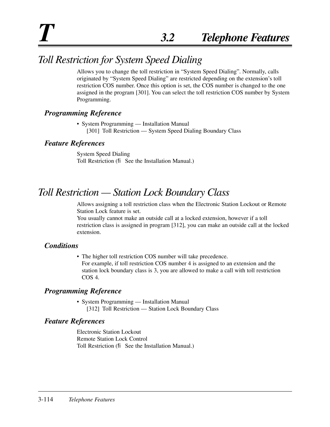 Panasonic KX-TA624 user manual Toll Restriction for System Speed Dialing, Toll Restriction Station Lock Boundary Class 