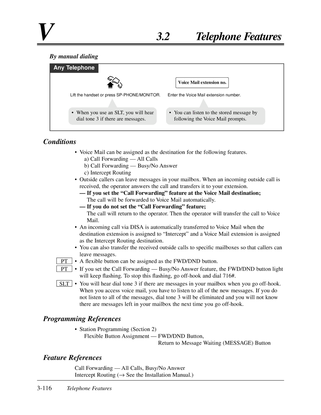 Panasonic KX-TA624 user manual By manual dialing, 116Telephone Features 