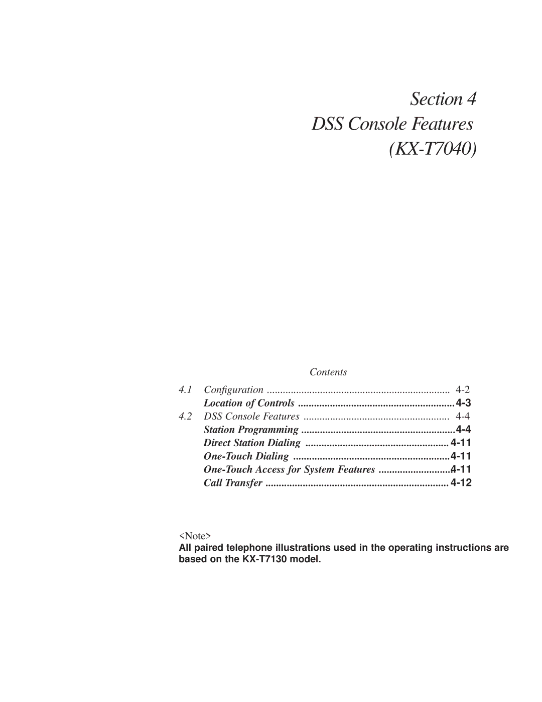 Panasonic KX-TA624 user manual Section DSS Console Features KX-T7040, Location of Controls 