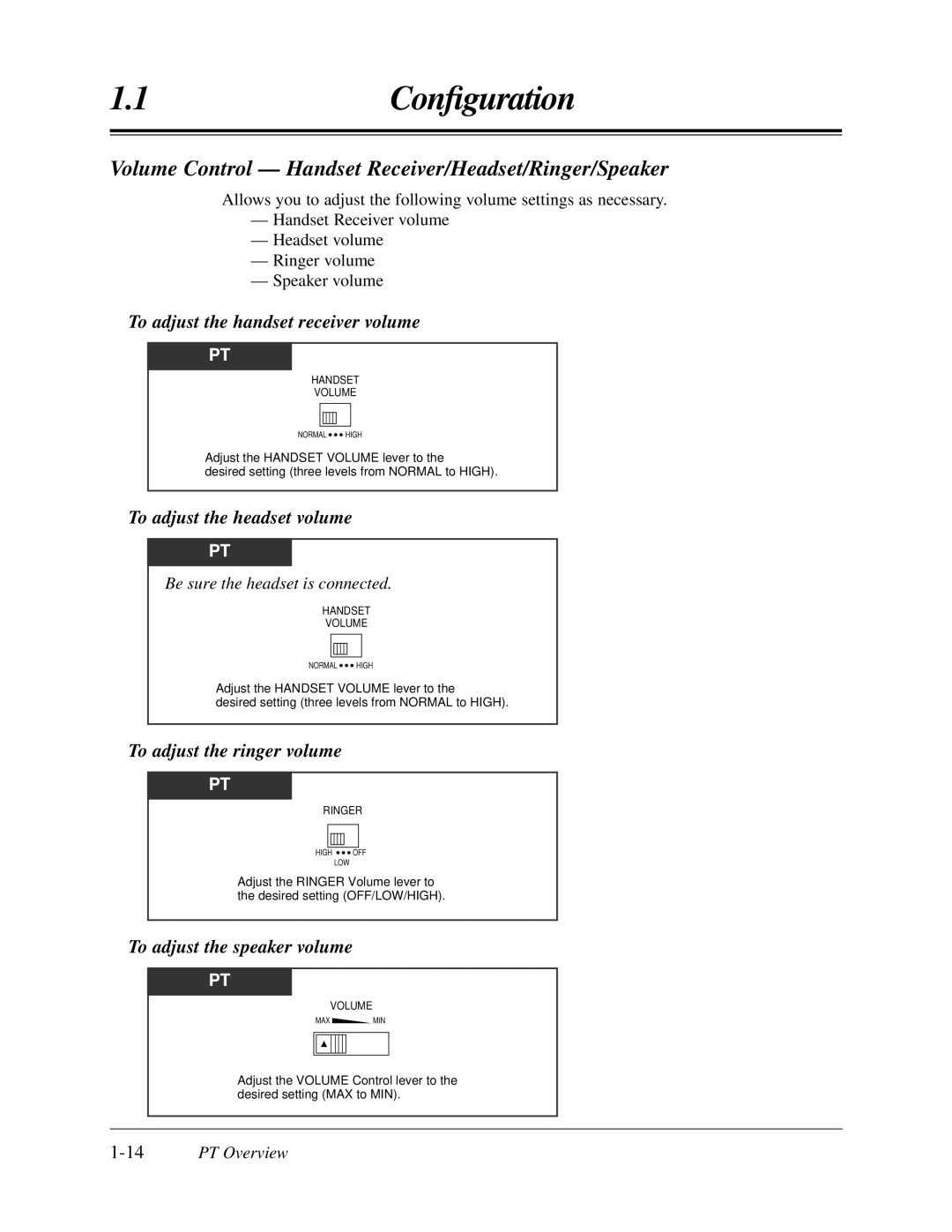 Panasonic KX-TA624 Volume Control Handset Receiver/Headset/Ringer/Speaker, To adjust the handset receiver volume 