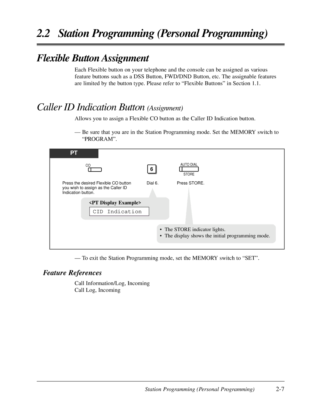 Panasonic KX-TA624 user manual Flexible Button Assignment, Caller ID Indication Button Assignment, CID Indication 