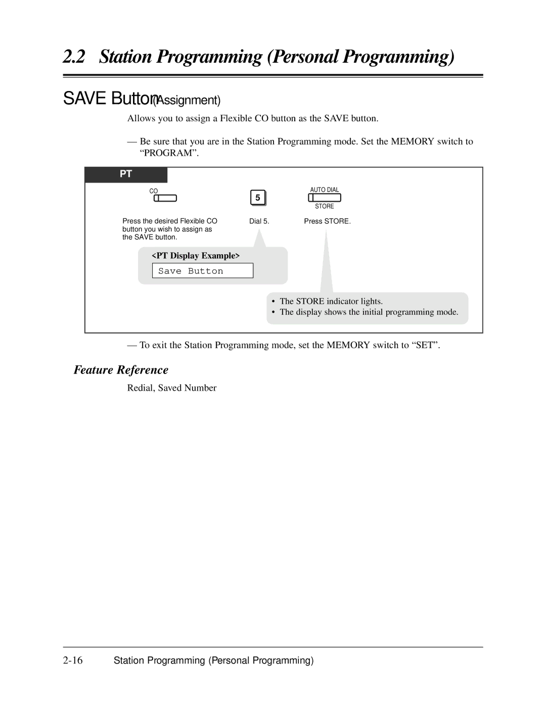 Panasonic KX-TA624 user manual Save Button Assignment, 16Station Programming Personal Programming 