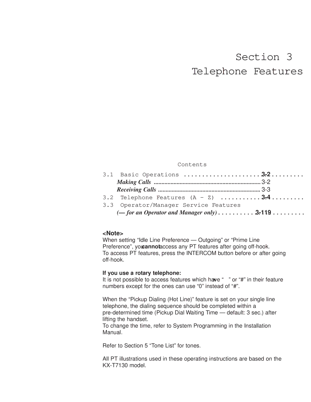 Panasonic KX-TA624 user manual Contents, If you use a rotary telephone 