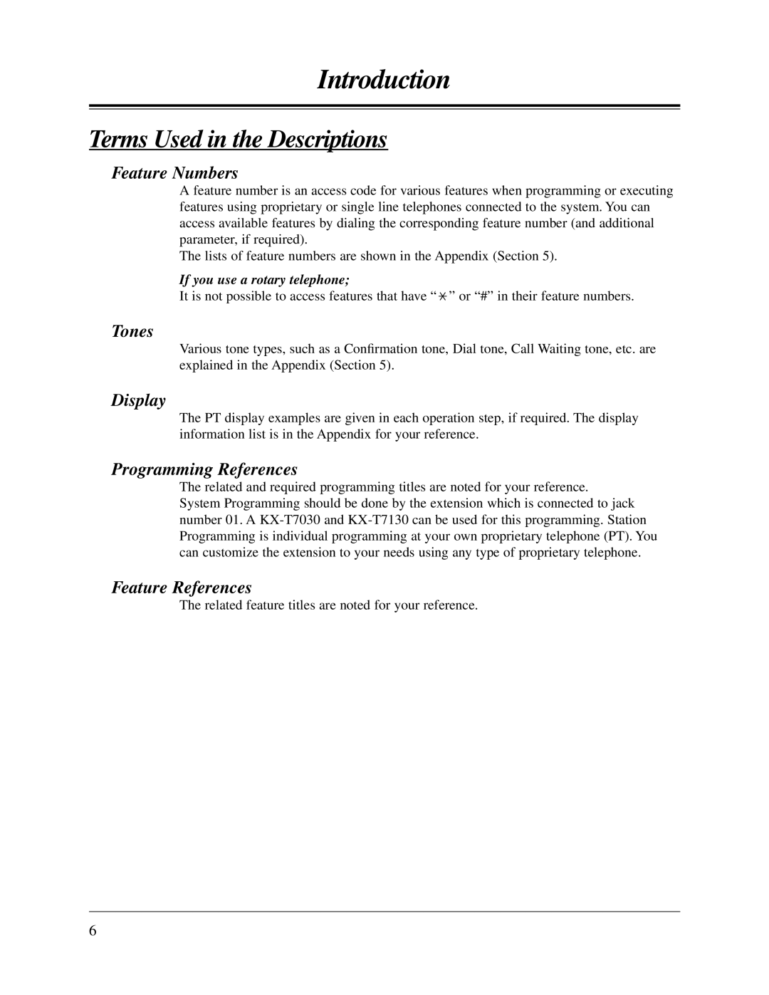 Panasonic KX-TA624 user manual Terms Used in the Descriptions 