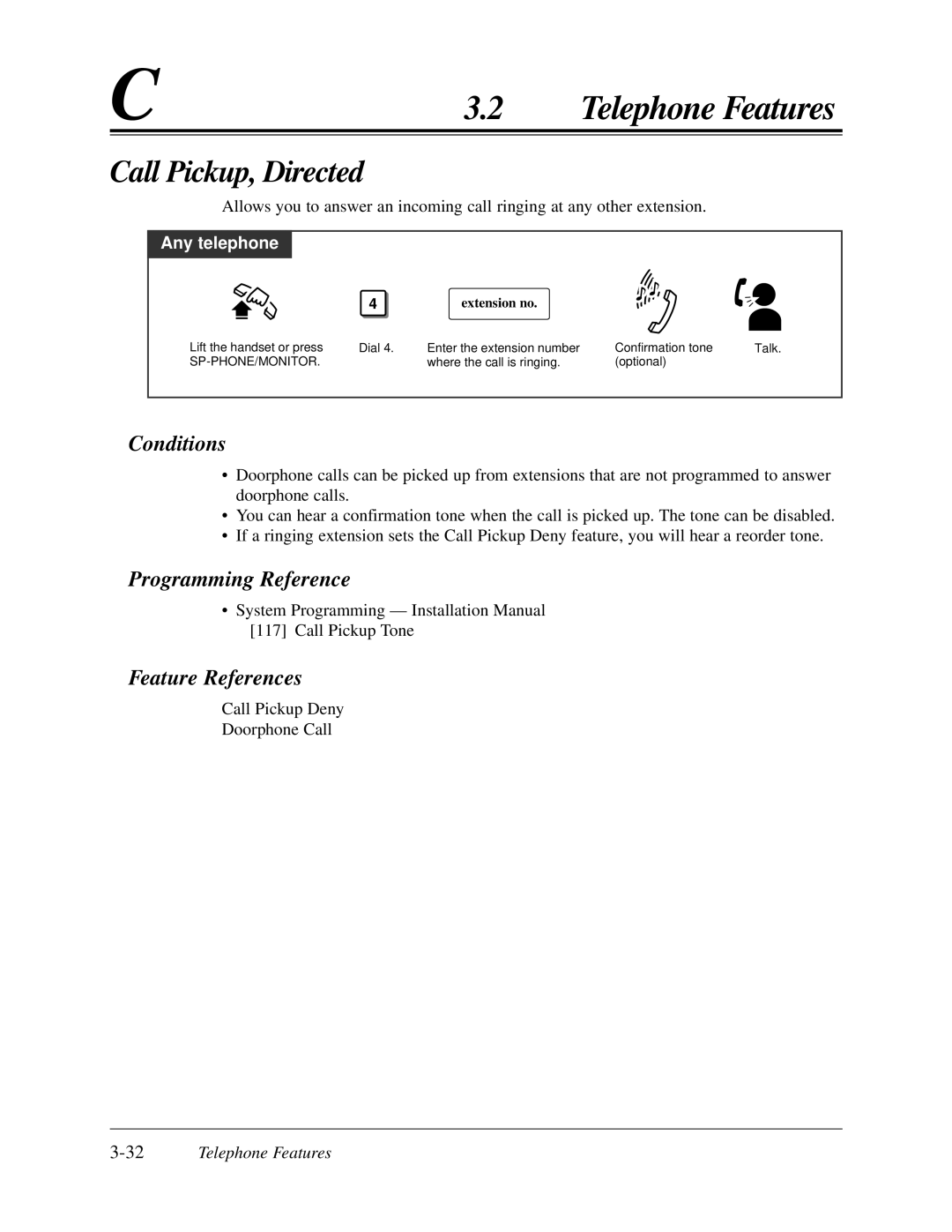 Panasonic KX-TA624 user manual Call Pickup, Directed, 32Telephone Features 