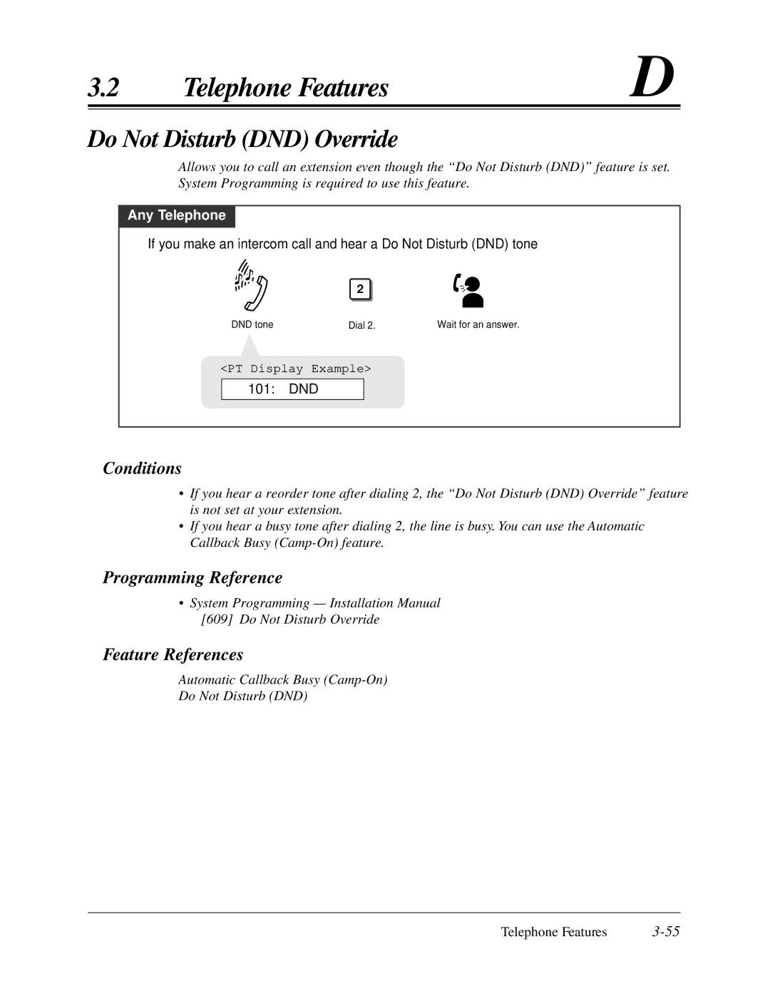 Panasonic KX-TA624 user manual Do Not Disturb DND Override, 101 DND 