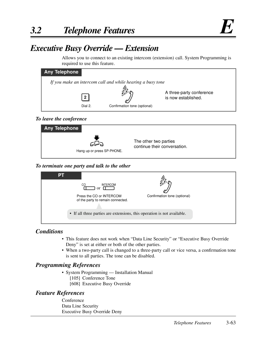 Panasonic KX-TA624 Executive Busy Override Extension, If you make an intercom call and while hearing a busy tone 