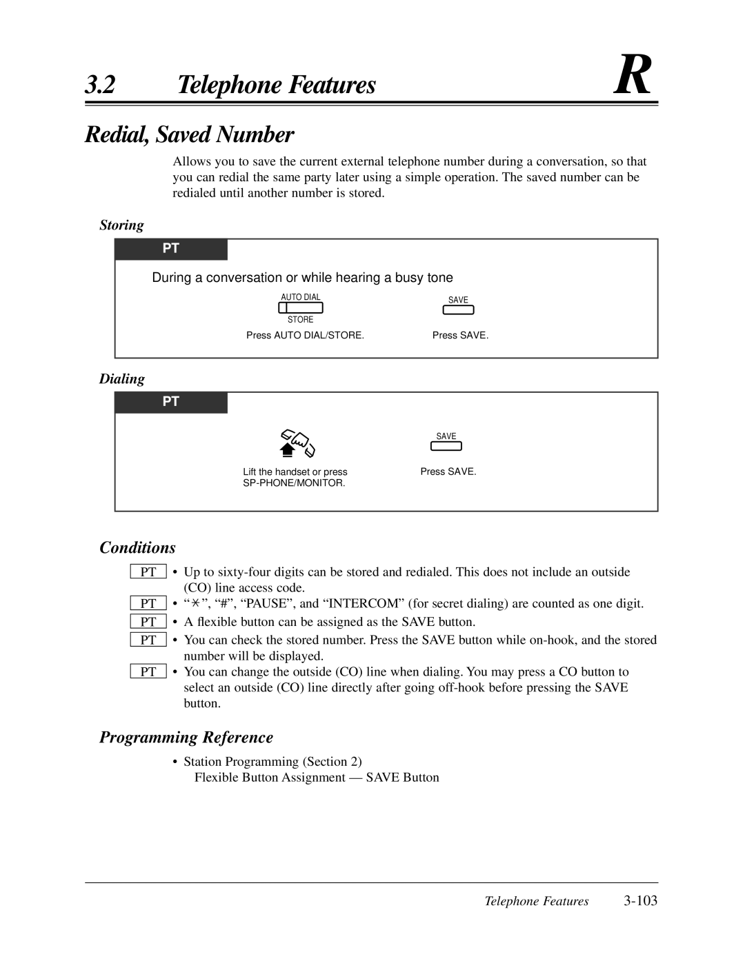 Panasonic KX-TA624 user manual Redial, Saved Number, Storing, During a conversation or while hearing a busy tone 