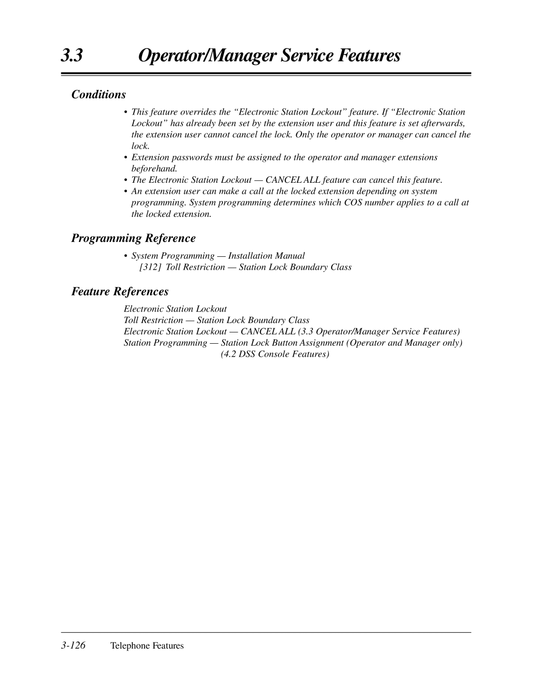 Panasonic KX-TA624 user manual Conditions, 126Telephone Features 