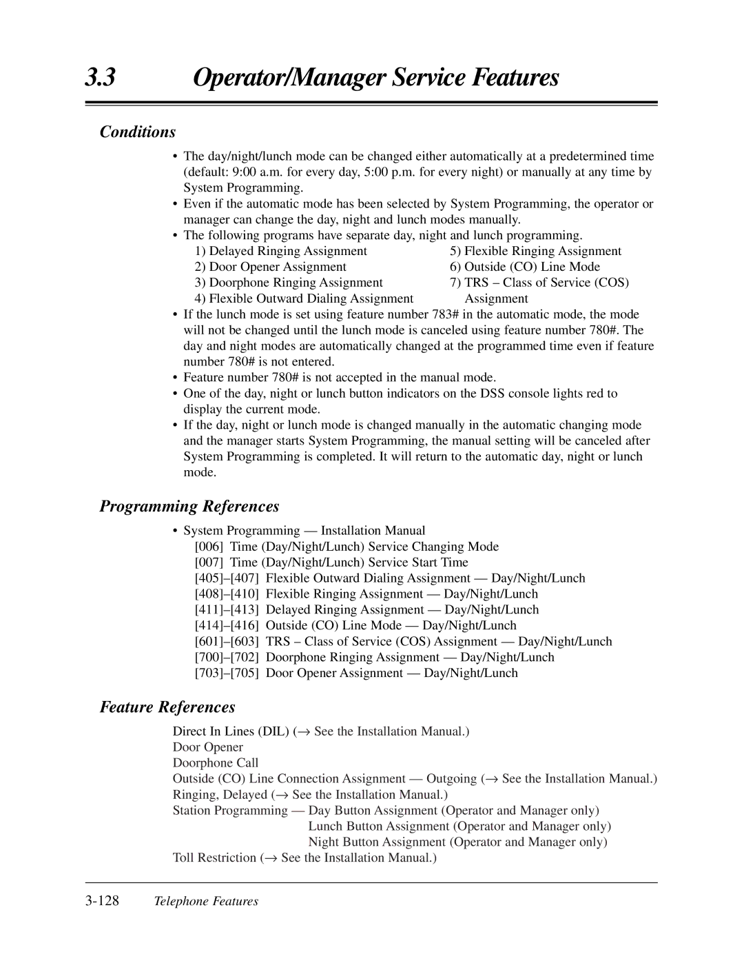 Panasonic KX-TA624 user manual Programming References, 128Telephone Features 