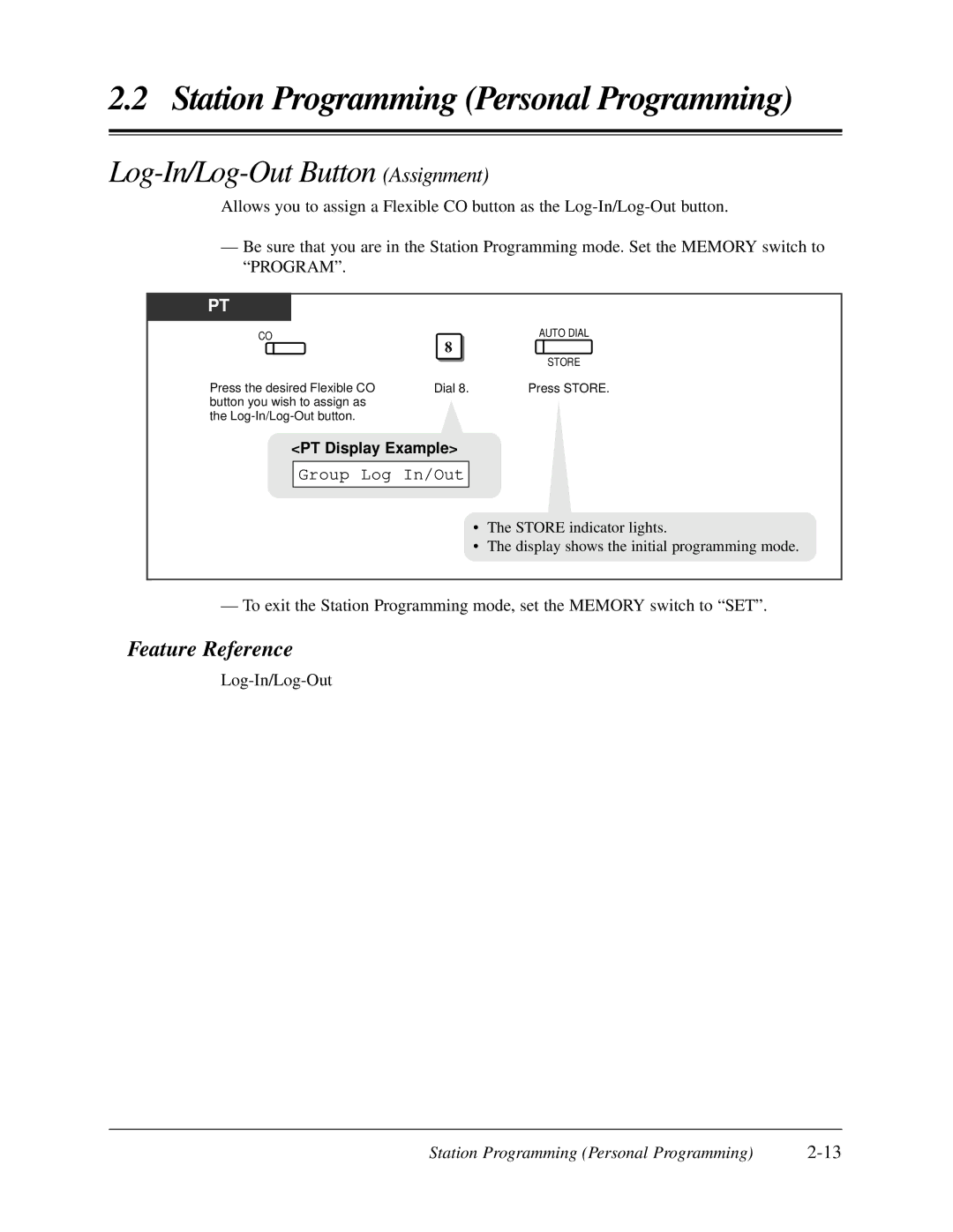 Panasonic KX-TA624 user manual Log-In/Log-Out Button Assignment, Group Log In/Out 