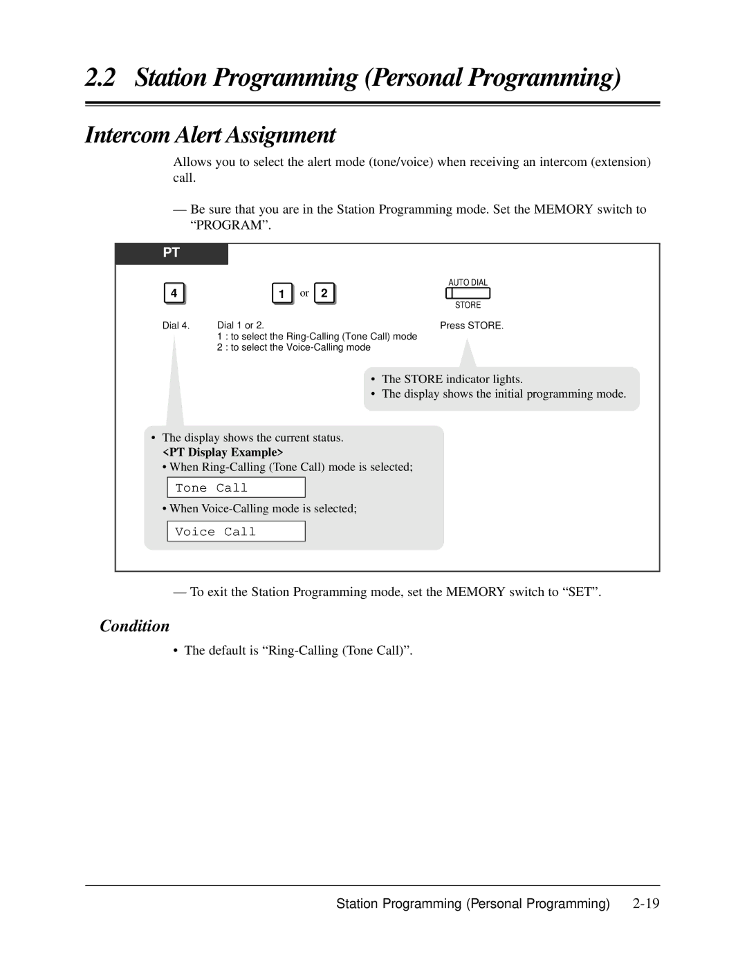 Panasonic KX-TA624 user manual Intercom Alert Assignment, Tone Call, Voice Call 