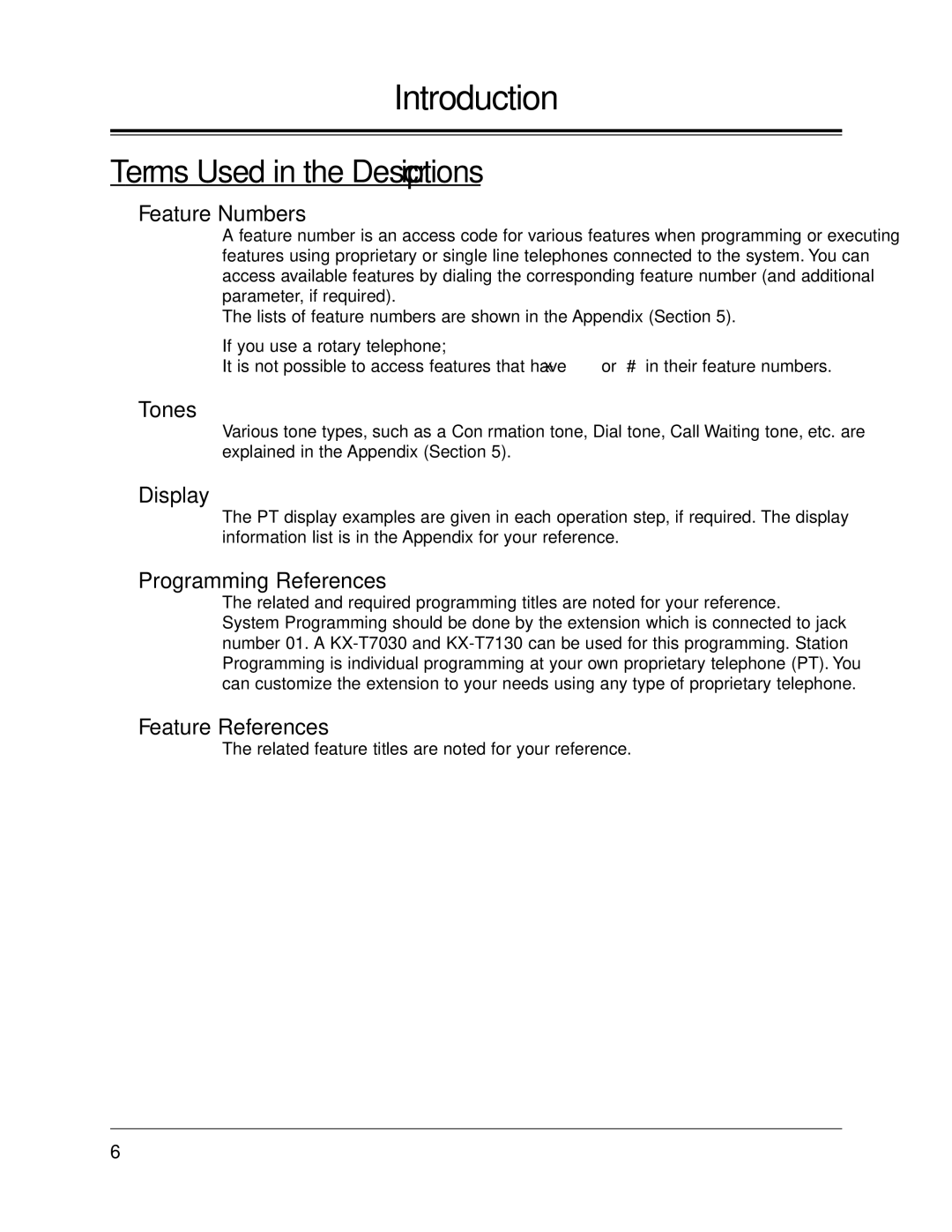 Panasonic KX-TA624 user manual Terms Used in the Descriptions 