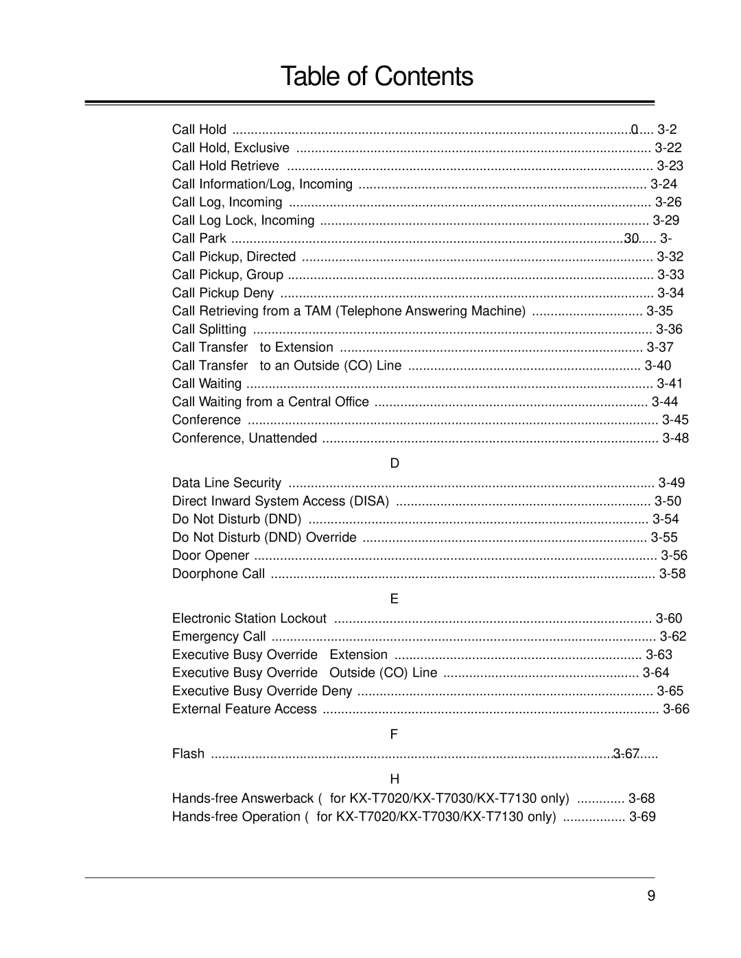 Panasonic KX-TA624 user manual Executive Busy Override Outside CO Line 