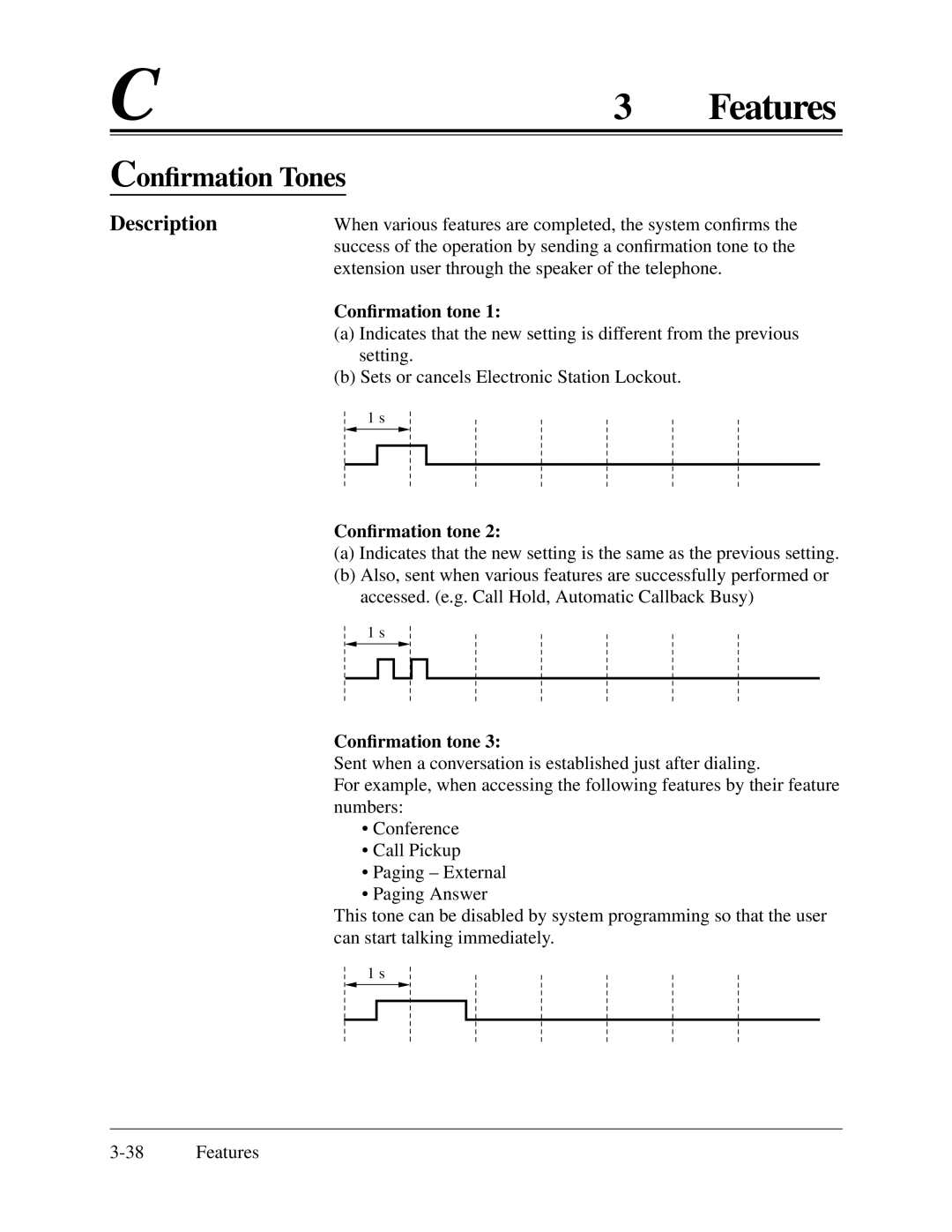 Panasonic KX-TA624 installation manual Conﬁrmation Tones, Conﬁrmation tone 