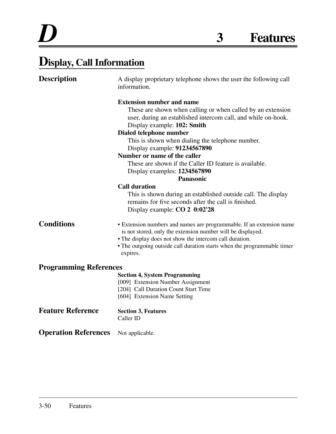 Panasonic KX-TA624 installation manual Display, Call Information 