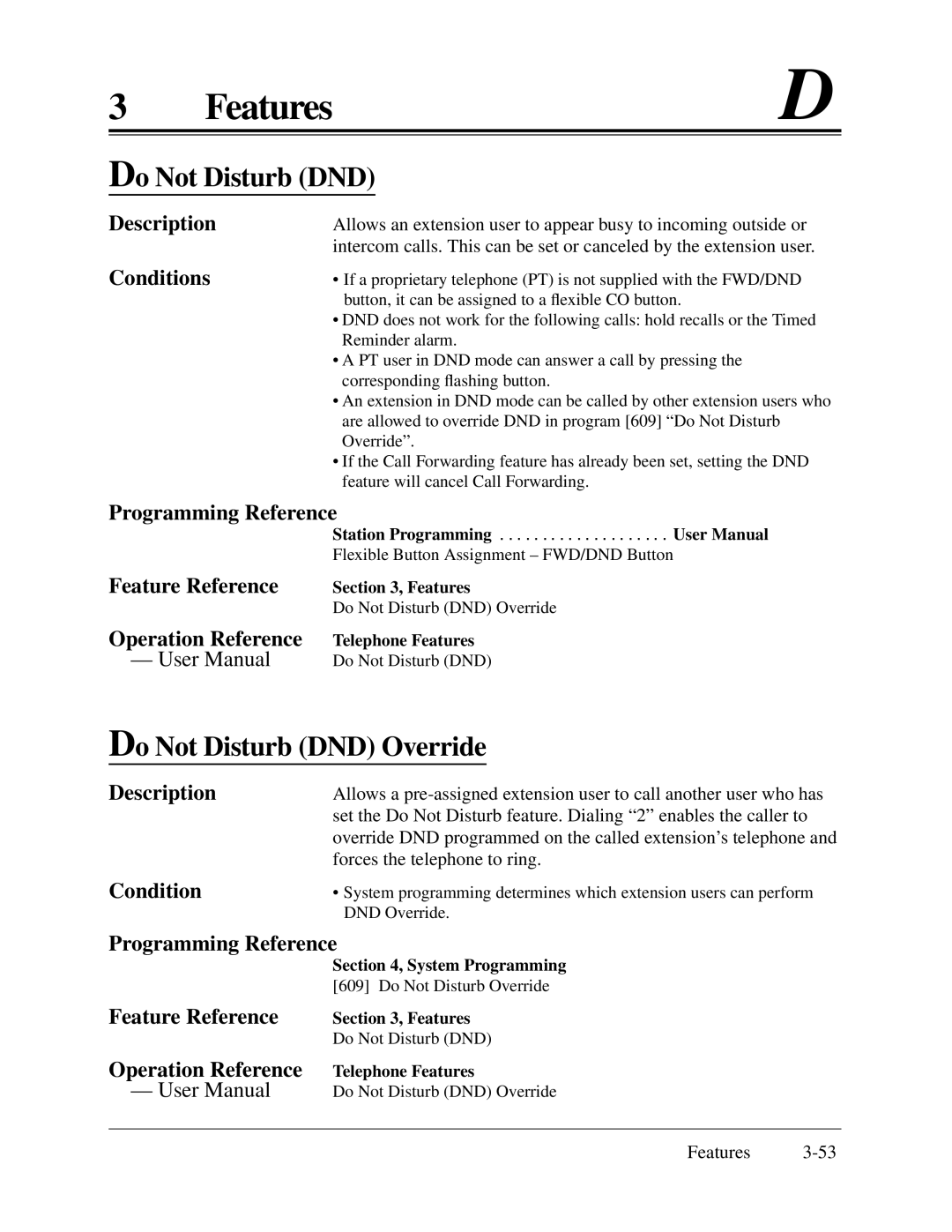 Panasonic KX-TA624 installation manual Do Not Disturb DND Override 