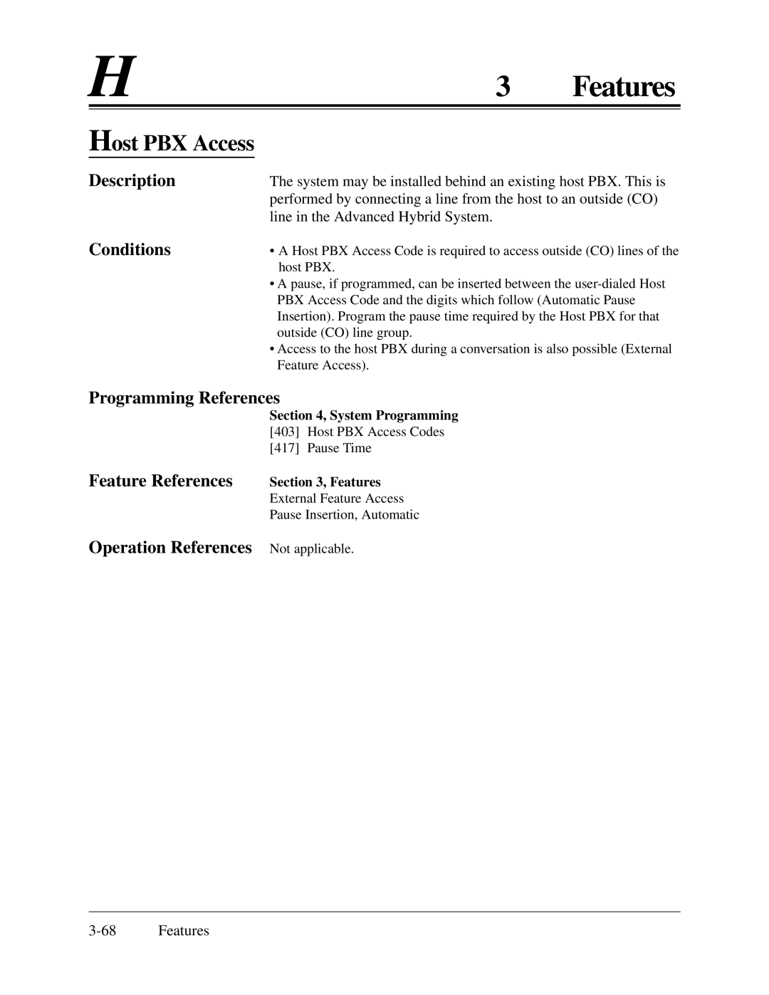 Panasonic KX-TA624 installation manual Host PBX Access, Programming References Feature References 