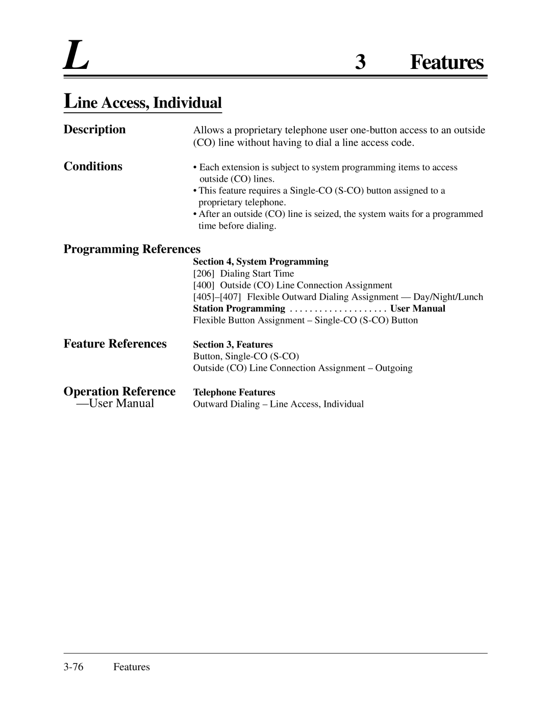 Panasonic KX-TA624 installation manual Line Access, Individual 