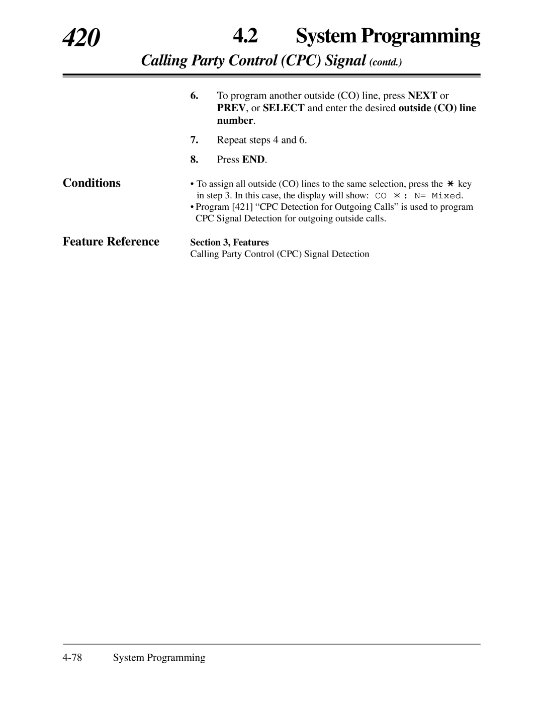 Panasonic KX-TA624 installation manual 420, Calling Party Control CPC Signal contd 