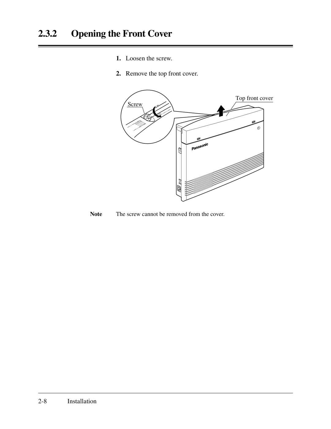 Panasonic KX-TA624 installation manual Opening the Front Cover 