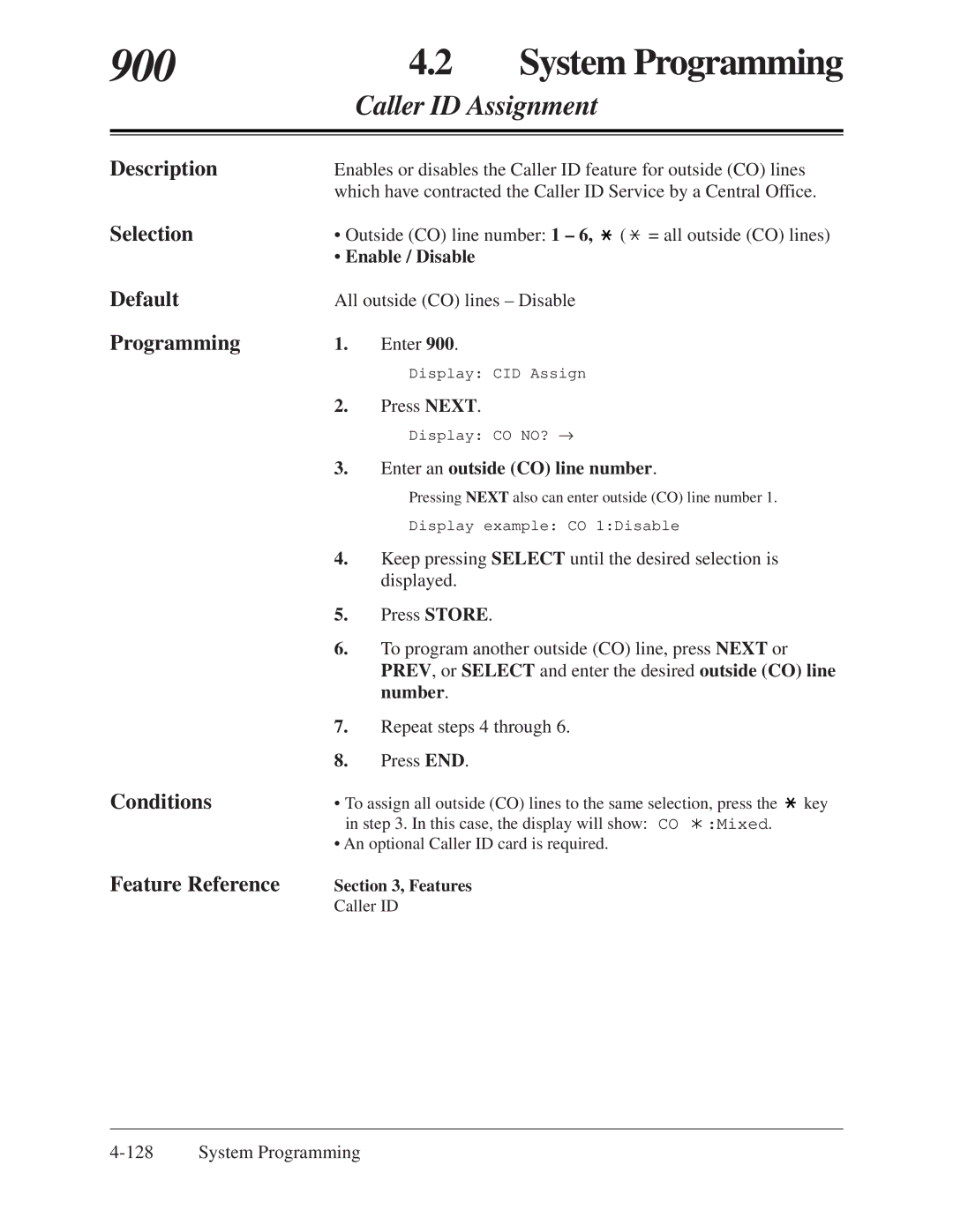 Panasonic KX-TA624 installation manual 900, Caller ID Assignment 