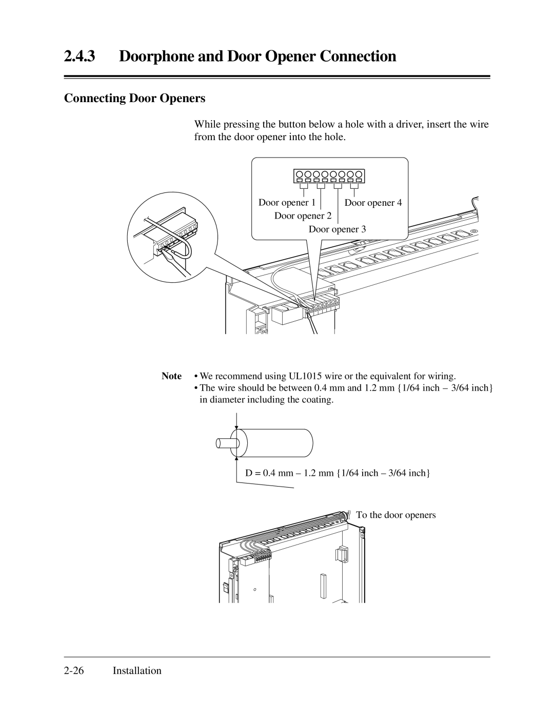 Panasonic KX-TA624 installation manual Connecting Door Openers 