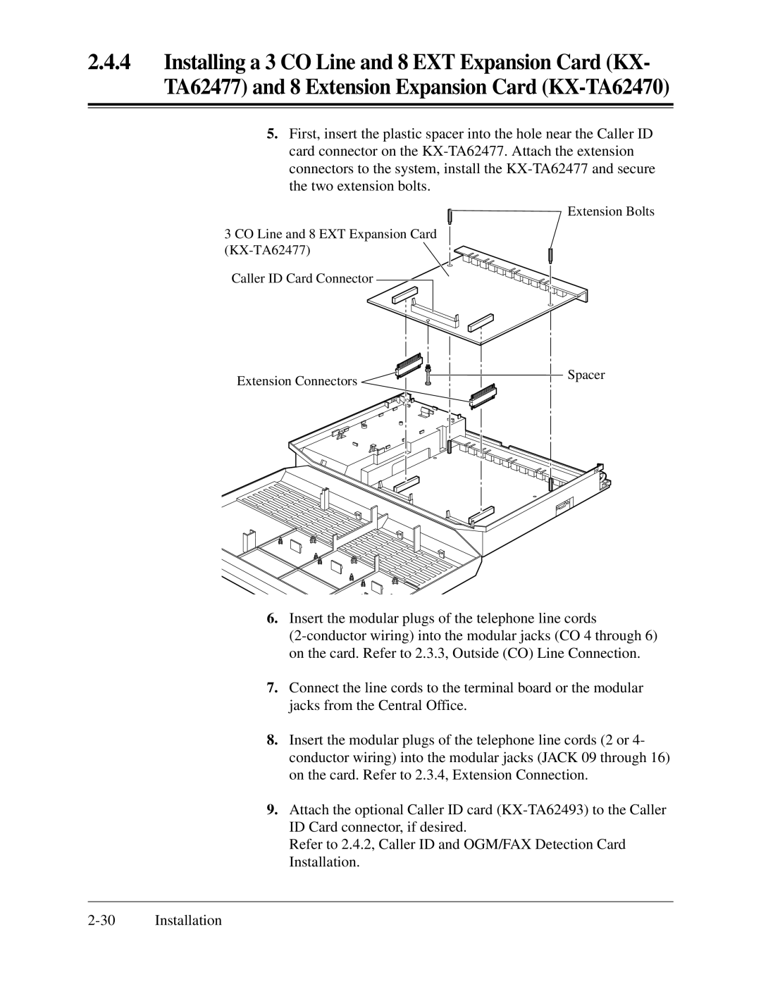 Panasonic KX-TA624 installation manual 