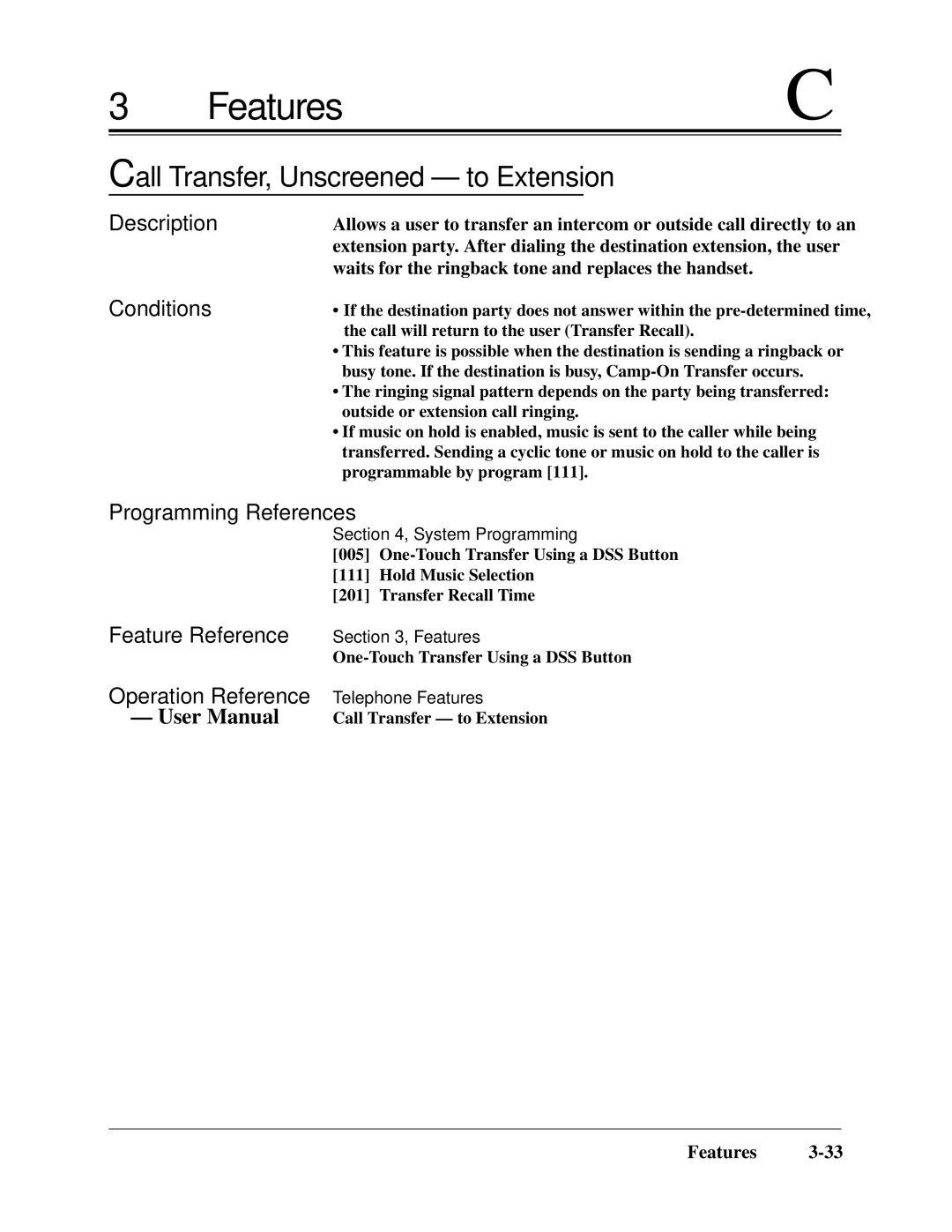 Panasonic KX-TA624 installation manual Call Transfer, Unscreened to Extension 