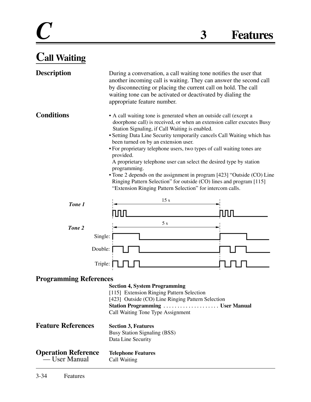 Panasonic KX-TA624 installation manual Call Waiting, Programming References Feature References 