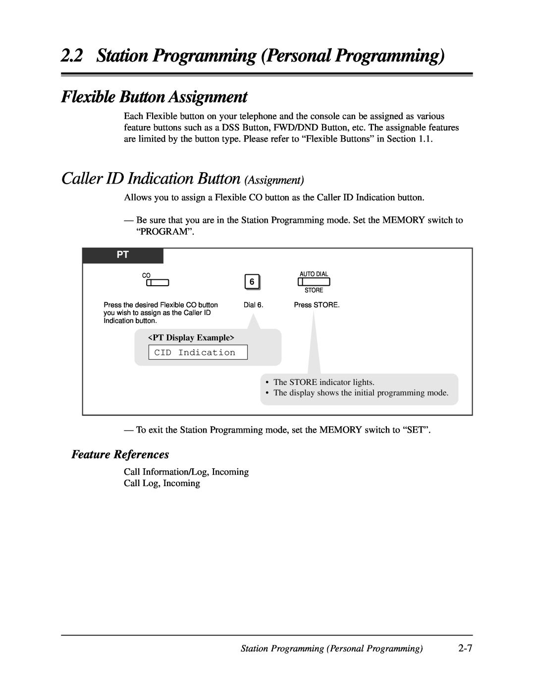 Panasonic KX-TA624 user manual Flexible Button Assignment, Caller ID Indication Button Assignment, Feature References 