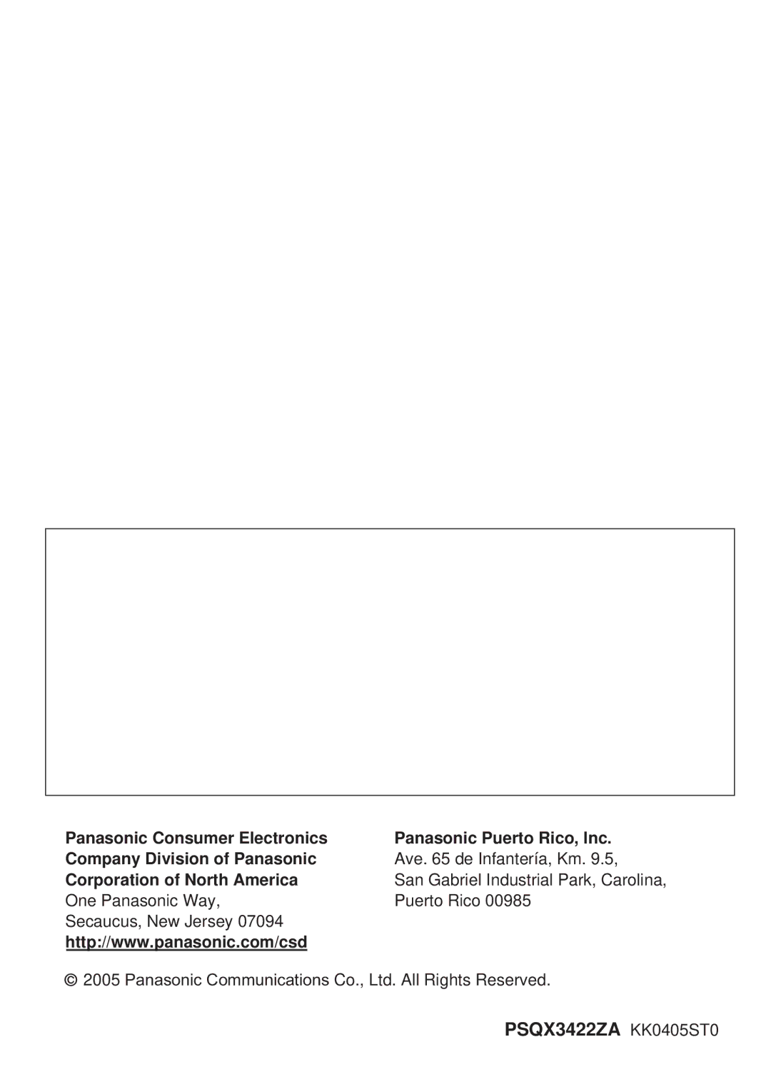 Panasonic KX-TA824 manual Corporation of North America 