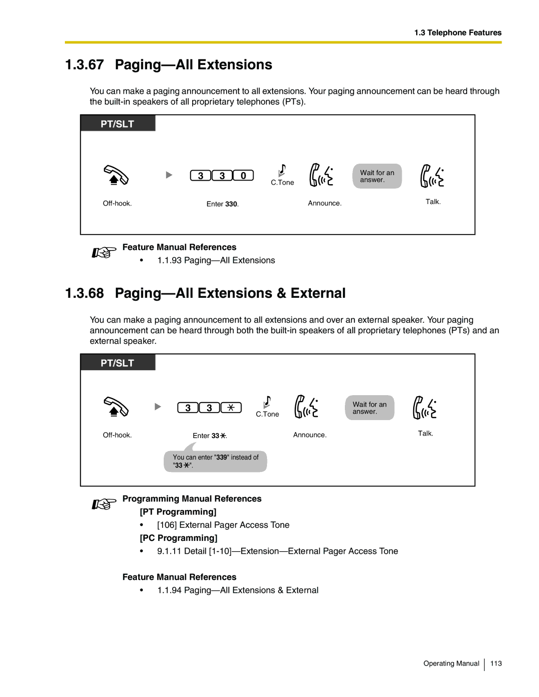 Panasonic KX-TA824 manual Paging-All Extensions & External 