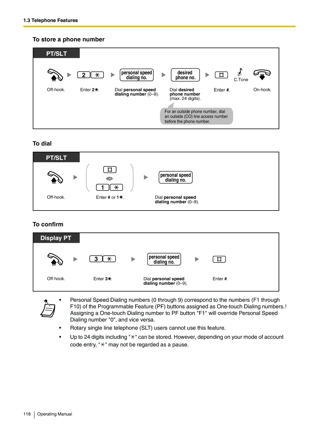 Panasonic KX-TA824 manual Personal speed Dialing no, Dial personal speed Dial desired 