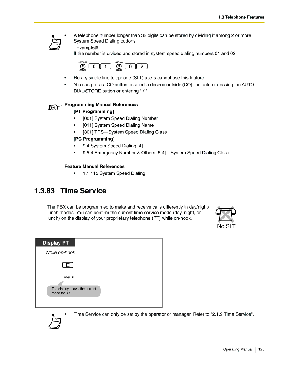 Panasonic KX-TA824 manual Time Service 