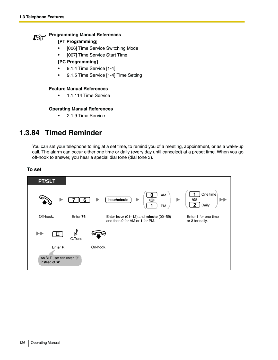 Panasonic KX-TA824 manual Timed Reminder, Hour/minute 