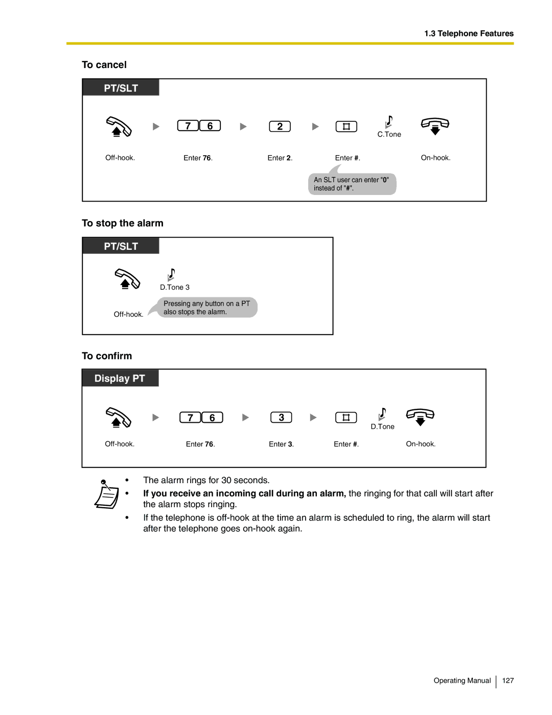 Panasonic KX-TA824 manual To cancel, To stop the alarm 