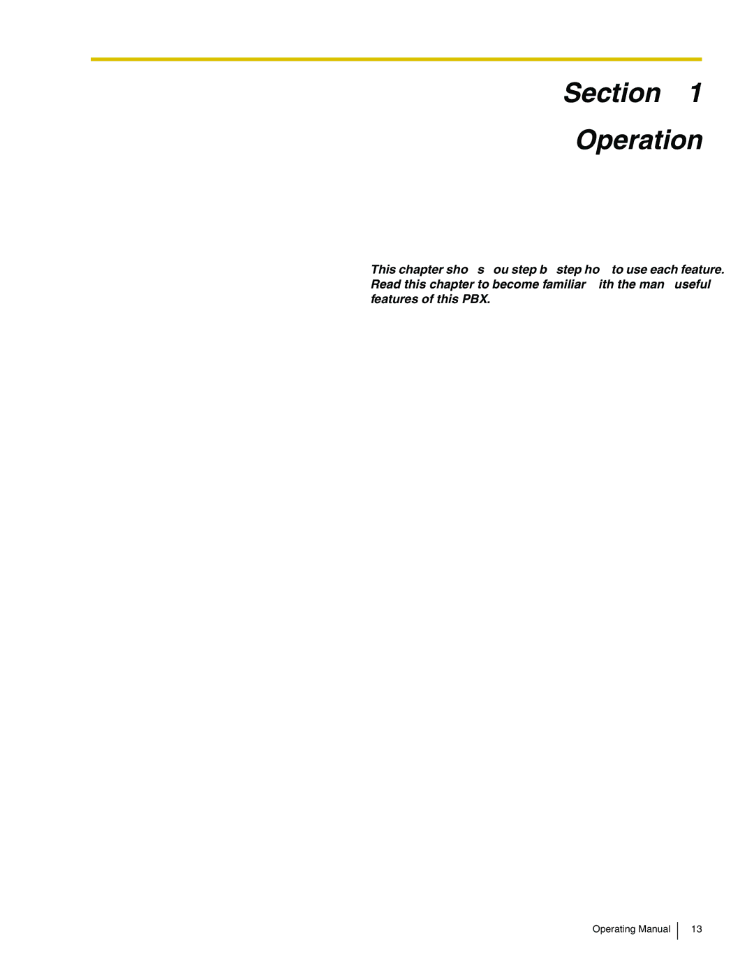 Panasonic KX-TA824 manual Section Operation 