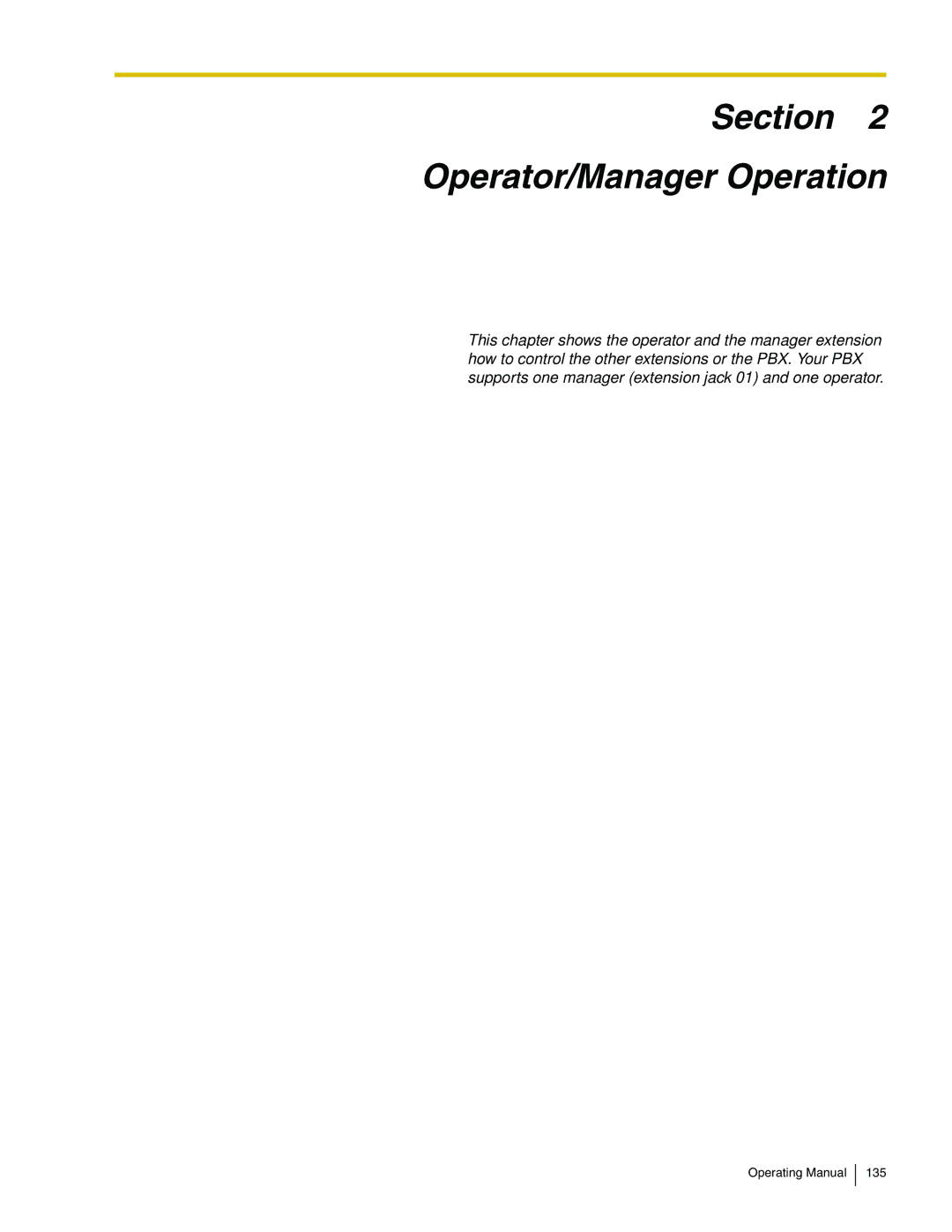 Panasonic KX-TA824 manual Section Operator/Manager Operation 