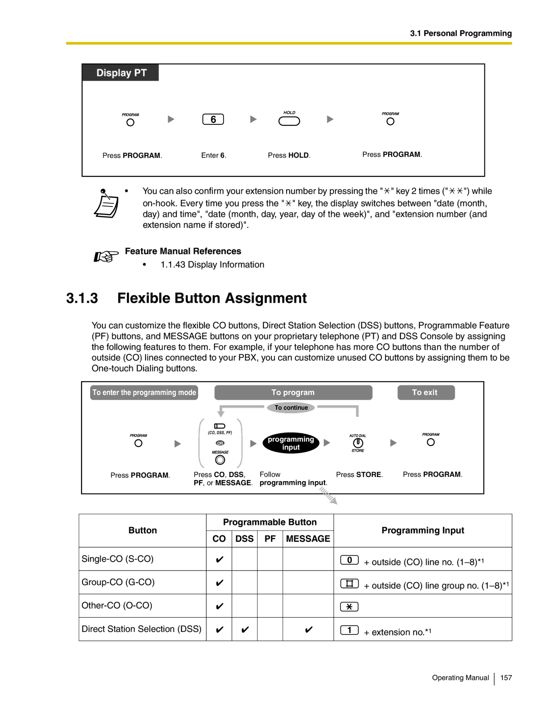 Panasonic KX-TA824 manual Flexible Button Assignment, Button Programmable Button Programming Input 