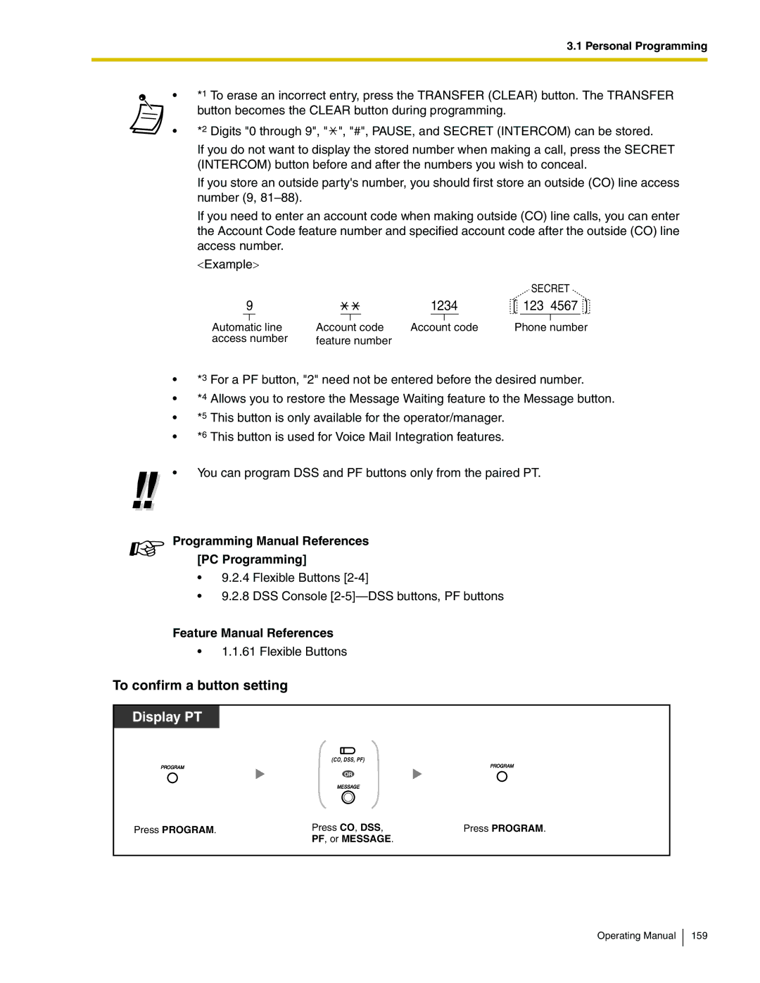 Panasonic KX-TA824 manual 1234, To confirm a button setting 