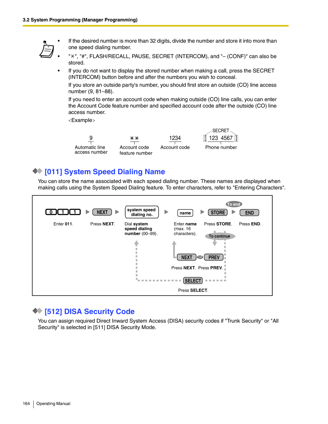 Panasonic KX-TA824 manual System Speed Dialing Name, Disa Security Code 