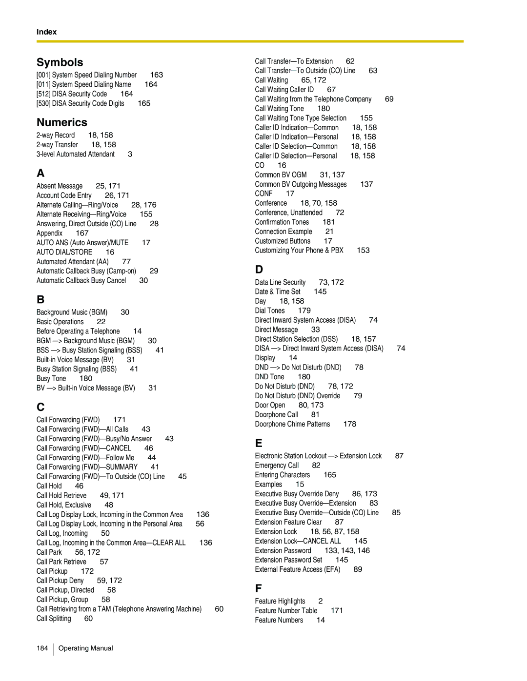 Panasonic KX-TA824 manual Symbols 