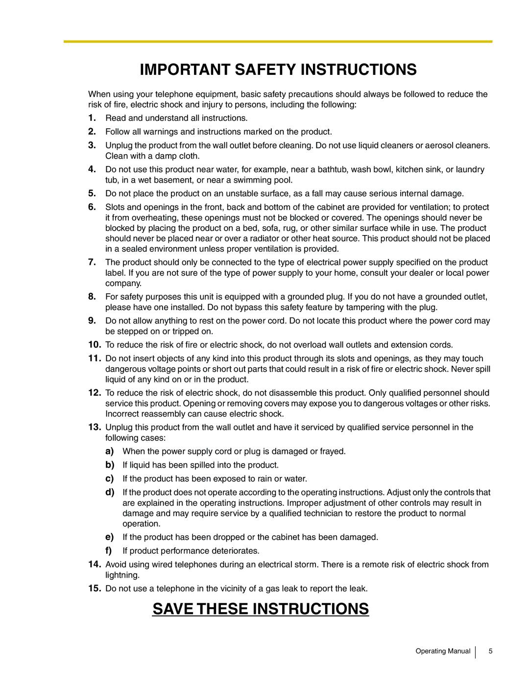 Panasonic KX-TA824 manual Important Safety Instructions 